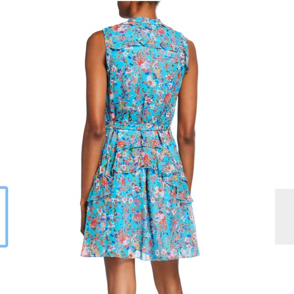 Nwt SALONI Tilly Ruffle Dress Turquoise Ornamental - Picture 4 of 5